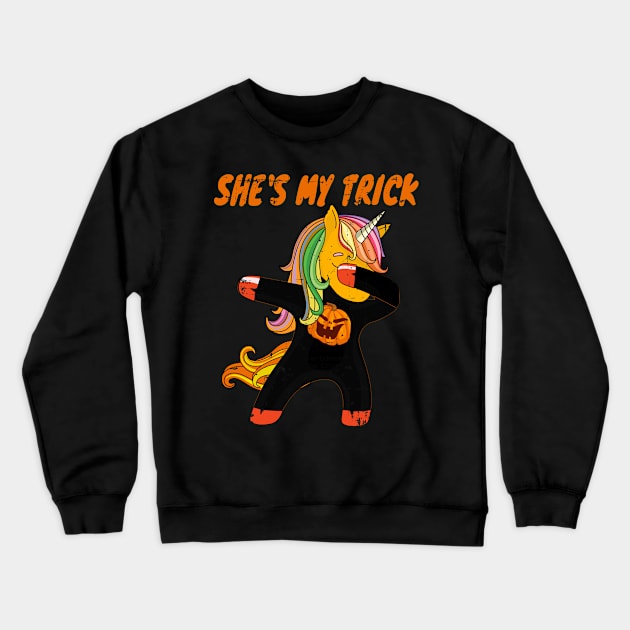 She is My Trick Halloween Dabbing Unicorn Crewneck Sweatshirt by alcoshirts